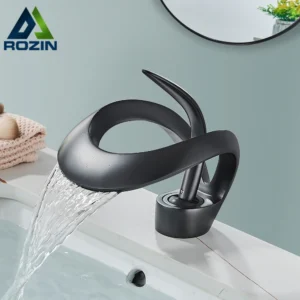 Bathroom Waterfall Mixer Brass Deck Mount Modern