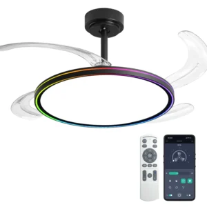 Retractable Ceiling Fan with Light and APP/Remote